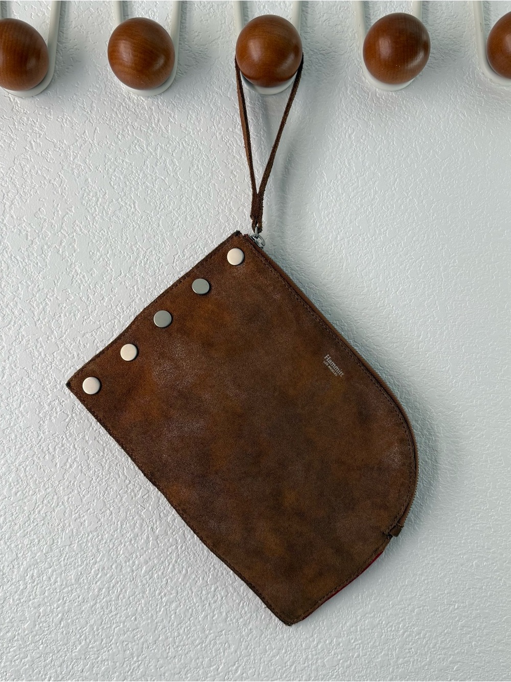 Hammitt Richard Large Clutch Wristlet in Brown Suede